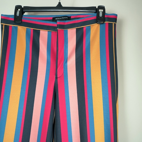 Jealous Tomato Striped High Rise Flare Pants Fits Like M but says L on tag - Picture 3 of 7